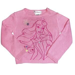 Disney Store Y2K Princess Aurora Sleeping Beauty sweater embroidered girls 2/3